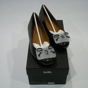 COACH Women's String-Tie Ballet: Black Leather - size 8.5 - G2690 - NEW